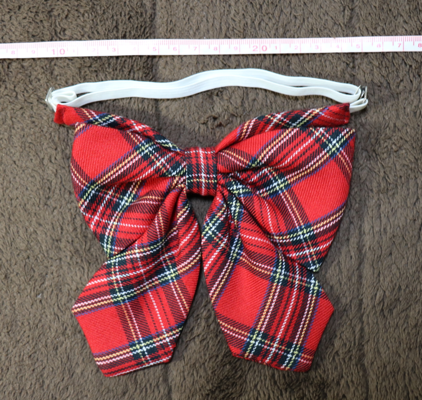 女子高校が文化祭のイベントで使用した赤色チェック柄リボンタイ美品